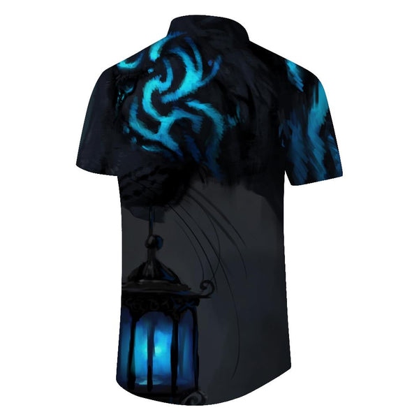 
Blue Pattern Tiger Hawaiian Button Fashion Short Sleeve Shirt Unisex Tiger Lover Casual Short Sleeve Button Shirt Men's Style
                