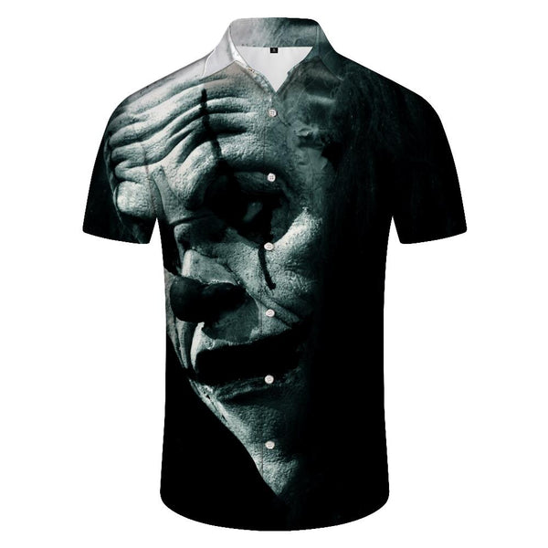 
Grim Angry Clown Men's Loose Fit Hawaiian Shirt Short Sleeve Button Summer Shirt Short Sleeve Top Crazy Movie Clown
                