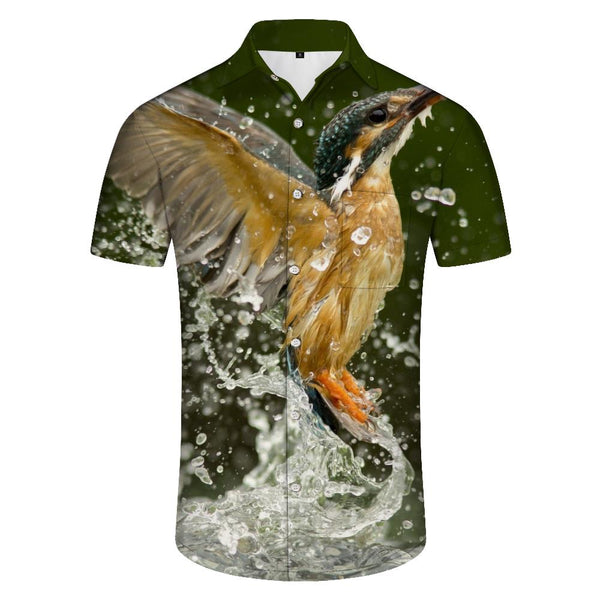 
Nature Animal Kingfisher Water Men Four Seasons Hawaii Casual Men Loose Comfortable Fashion Short Sleeve Shirt Tops
                