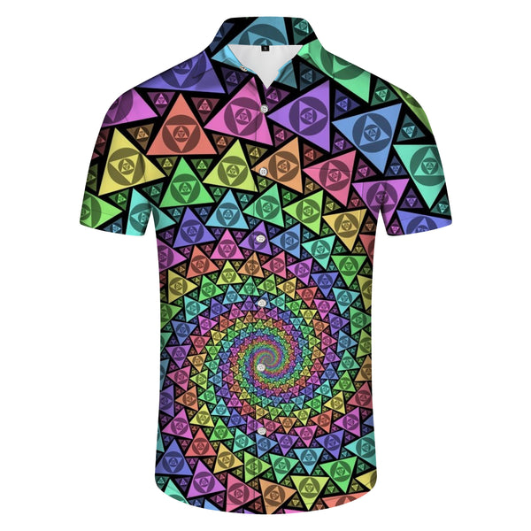
Stained Glass 3d Printed Casual Shirt Short Sleeve Beach Men Hawaiian Button Clothing
                