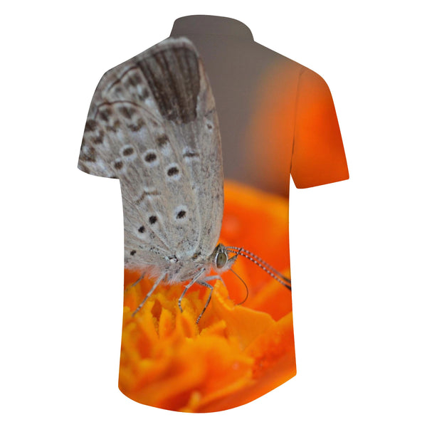 
Orange Grey Butterfly Print Shirt Men's Hawaiian Shirt 3D Printing Comfortable Micro-Stretch Breathable Button Lapel
                