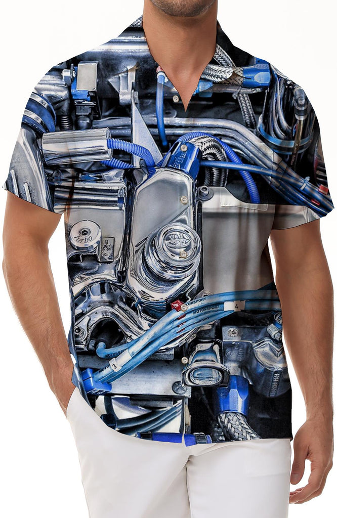 Summer car parts 3D printed pattern shirt tops men's short sleeve street loose fashion beautiful trend