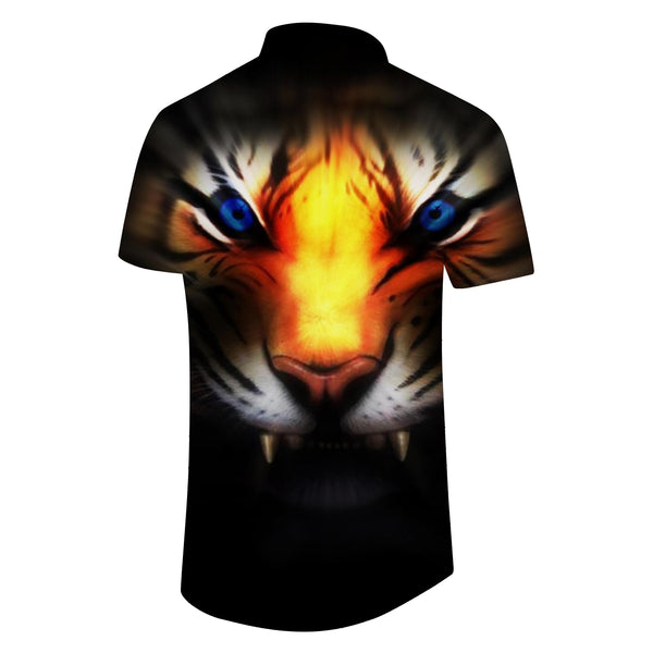 
Jungle King aura tiger fashion style personality men's suitable beach shirt Hawaiian pocket short sleeve print tiger short sleeve beach
                