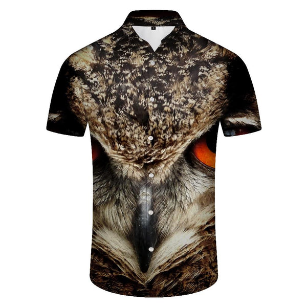 
Owl Eyes Printed Casual Short Sleeve Summer Beach Shirt Tops Mens Hawaiian Shirt Button-Down
                