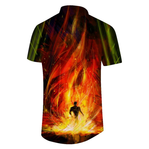 
Men's Loose Flame Shirt Hawaiian Casual Short Sleeve Shirt Pattern Button Top
                