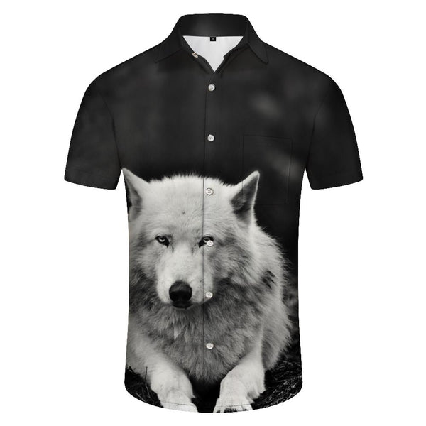 
Fashion Men's Cool Animal White Wolf 3D Printed Short Sleeve Shirt Hawaiian Style Beach Pattern Casual Shirt Short Sleeve
                