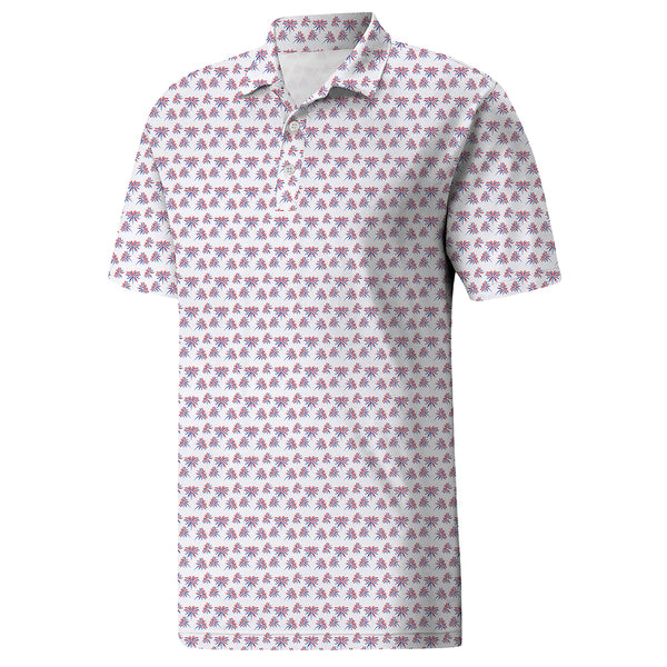 Men’s Red Micro Print Polo Shirt for Smart Casual Looks – Soft Fabric, Easy Movement
