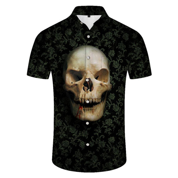 
Street Fashion Men's Skull Shirt Men's Tops Gothic Short Sleeve Retro Fashion Button Shirt Men's
                