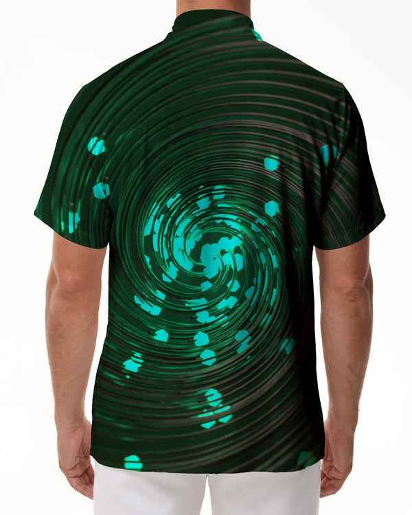 
Summer New Turquoise Green Swirl Hawaiian Men's Casual Button Print Shirt Short Sleeve Beachwear Fun
                