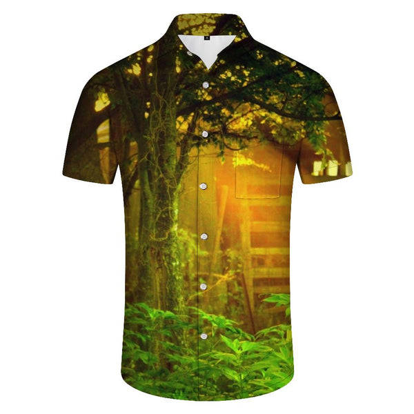 
Daily simple style casual travel tops 3d digital printing Hawaiian button-down lapel short sleeves for men
                