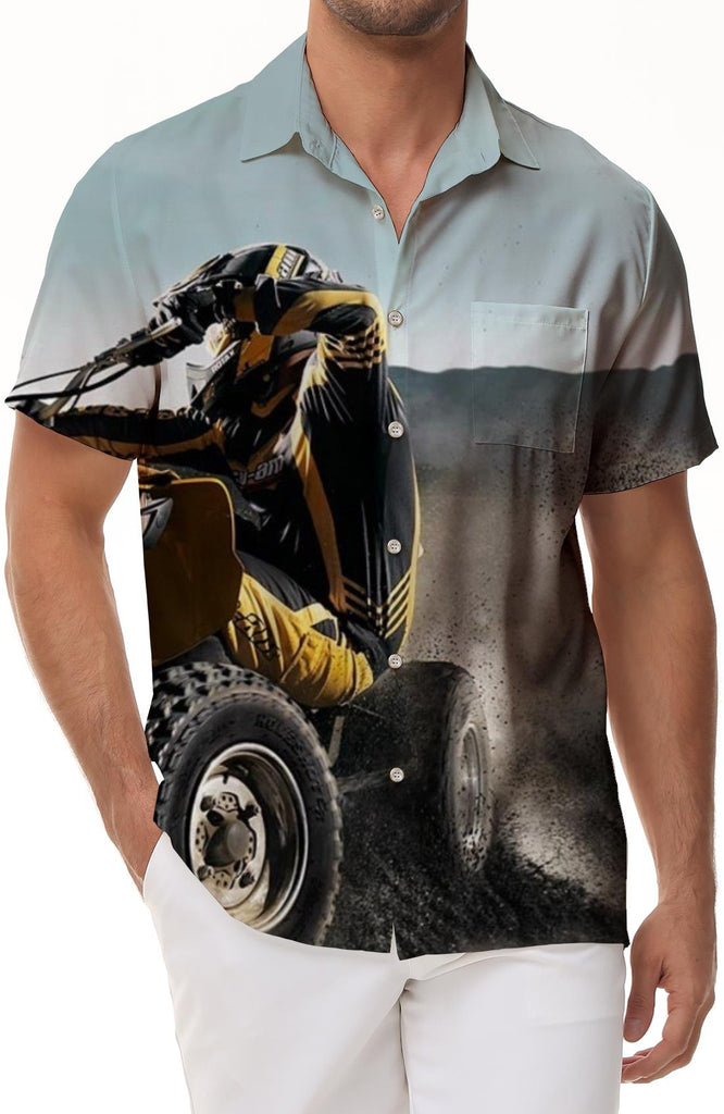 Hot-blooded adventure men's shirt button-down formal shirt summer casual short-sleeved top suitable for office travel beach