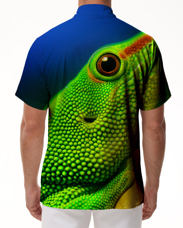
Green cute frog daily men's casual shirt short sleeve Hawaiian shirt regular style shirt lapel
                