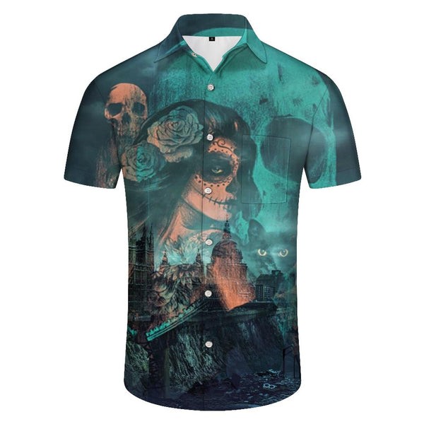 
Retro skull Hawaiian shirt men's summer shirt 3d retro street fashion summer casual shirt hip hop
                