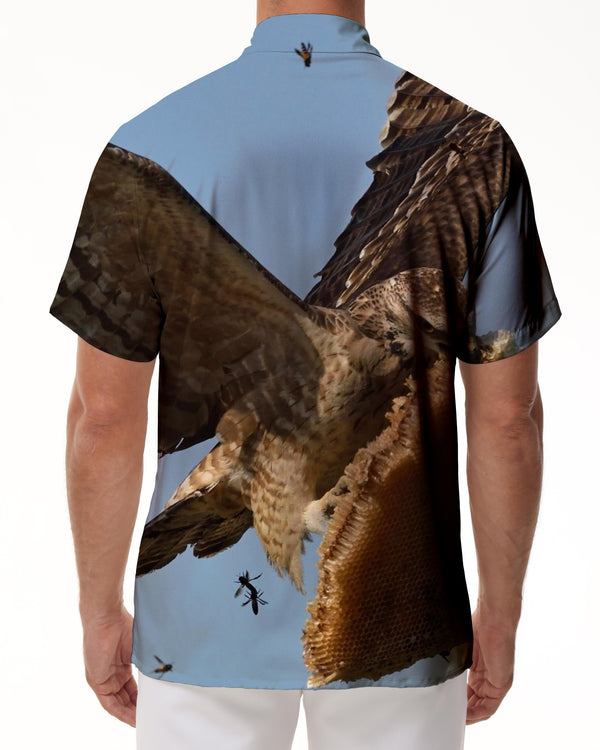 
Owl in the sky snowflakes men's Cuban shirt short sleeve button down Hawaiian shirt summer casual beach shirt fashion
                