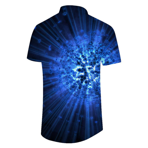 
Blue ball men's funny print creative print basic loose style summer casual lapel short-sleeved shirt tops beach clothing
                