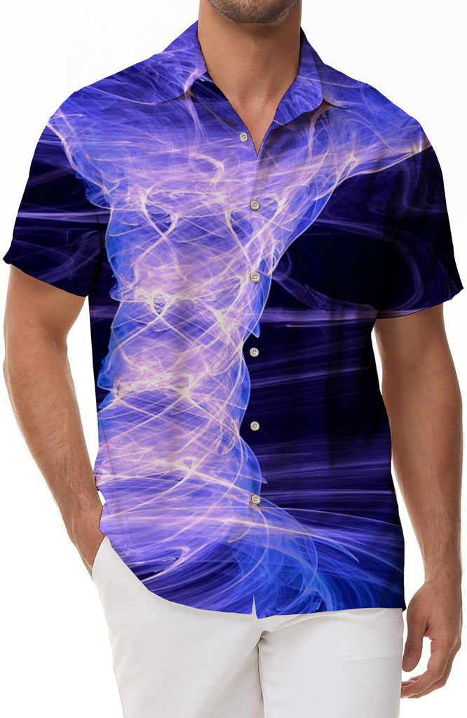 Natural green tornado breathable and comfortable button down Hawaiian shirt for men short sleeve short sleeve shirt casual daily travel