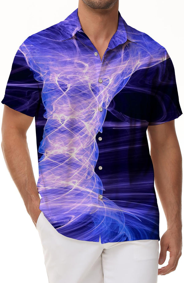 Natural green tornado breathable and comfortable button down Hawaiian shirt for men short sleeve short sleeve shirt casual daily travel