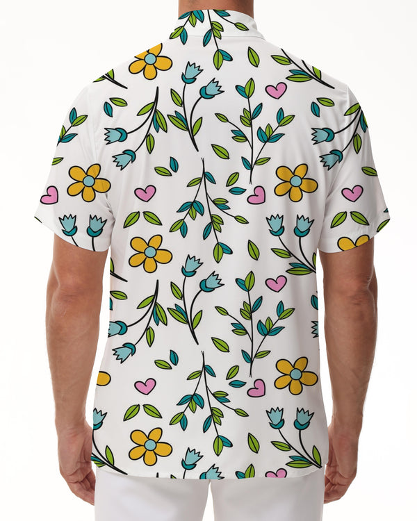 
Spring Floral Pattern Hawaiian Shirt Mens Beach Shirt Mens Short Sleeve Button Fashion Top
                
