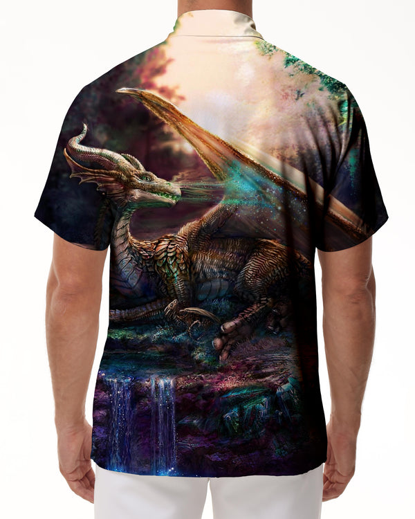 
Ancient Dragon Digital Printed Short Sleeve Regular Style Hawaiian Casual Short Sleeve Shirt Button Lapel Pocket Men's Street Daily Short Sleeve Shirt Travel
                