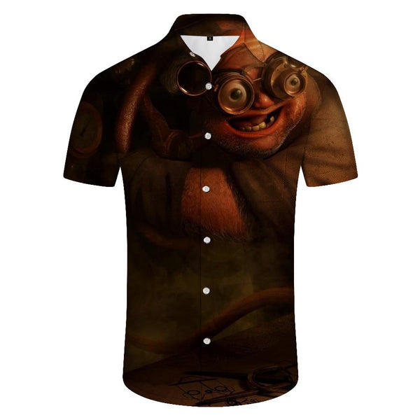 
Funny Cartoon Pig Hawaiian Tropical Four Seasons Button-Down Lapel Pocket Men's Short Sleeve Button Shirt Beach Top
                