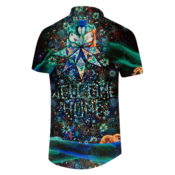 
Personalized colorful geometric men's watercolor mandala print shirt with slightly stretch short sleeve beachwear
                