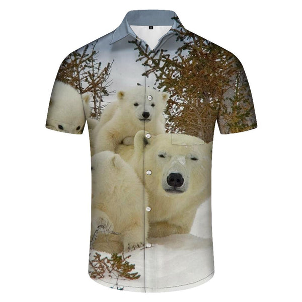 
Group White Bear Style Printed Pattern Shirt Hawaiian Shirt Summer Beach Men Casual Beach BBQ
                