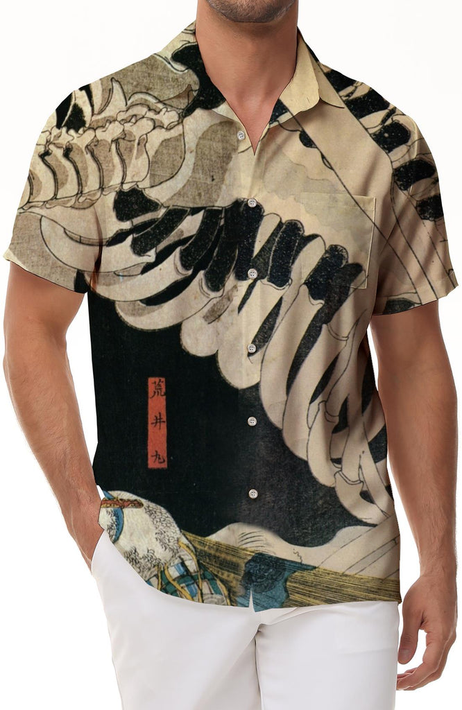 Japanese style casual men's shirt short sleeve summer Hawaiian casual shirt beach clothing