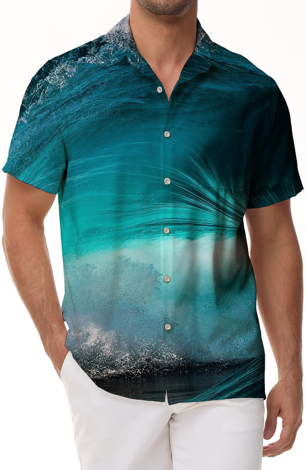 Undersea Men's Ocean Scenery Shirt Graphic Button Top Hawaiian Casual Short Sleeve Shirt