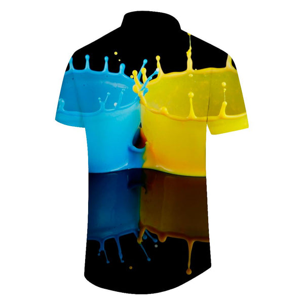 
Artistic color pigment men's casual shirt beach retro casual colorful short sleeve shirt 3d digital printing
                