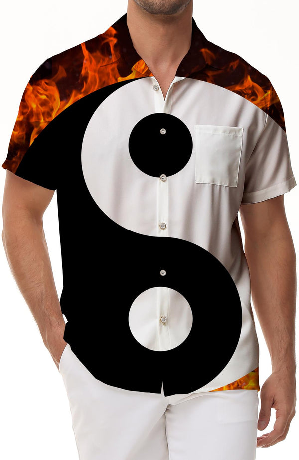 Yin Yang Bagua Diagram Men's Hawaiian Shirt Short Sleeve Button Beach Shirt Casual Everyday Street Shirt Tops