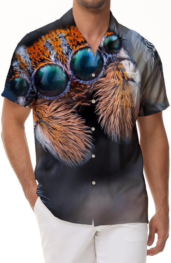 Four-eye spider men's printed animal casual short-sleeved loose fashion design hip-hop short-sleeved shirt