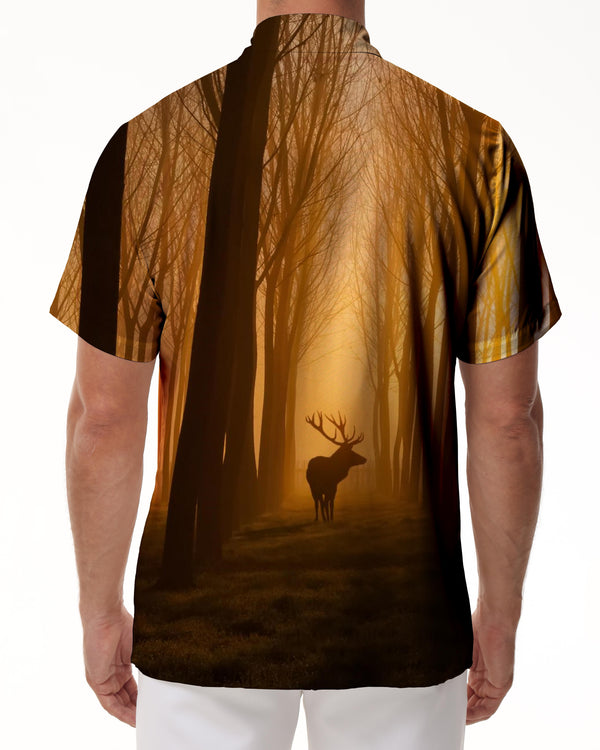 
Linsen Deer Print Shirt Animal Casual Summer Men's Shirt 3D Loose Shirt Short Sleeve Clothes
                