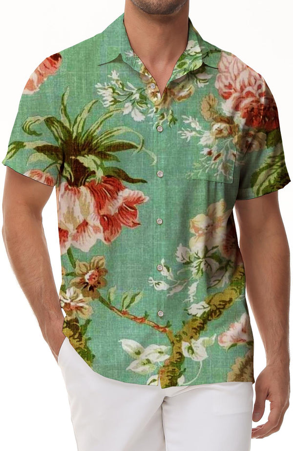 Men's Hawaiian flower pattern shirt summer beach shirt men's casual short-sleeved shirt exquisite 3D printed shirt