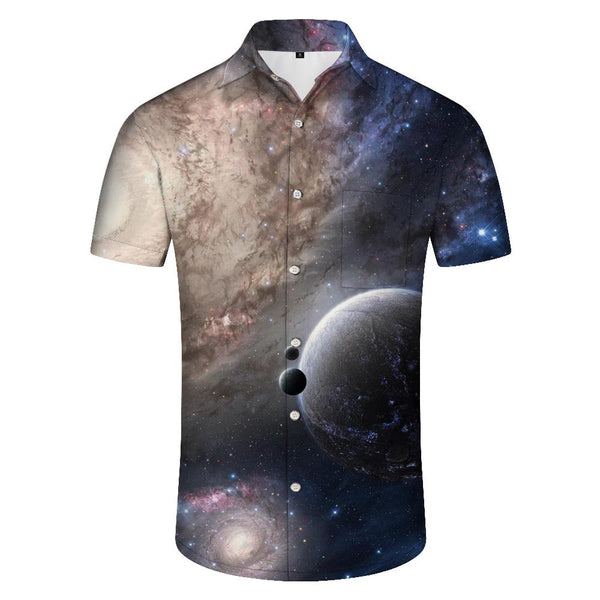 
Universe Fantasy Beautiful Sky Loose Casual Shirt Print Men's Short Sleeve Summer Tops with Pockets Vacation Beach
                