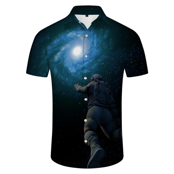 
Astronaut Floating Space Men's Shirt Short Sleeve Button Hawaiian Shirt Casual Shirt Top with Pockets
                