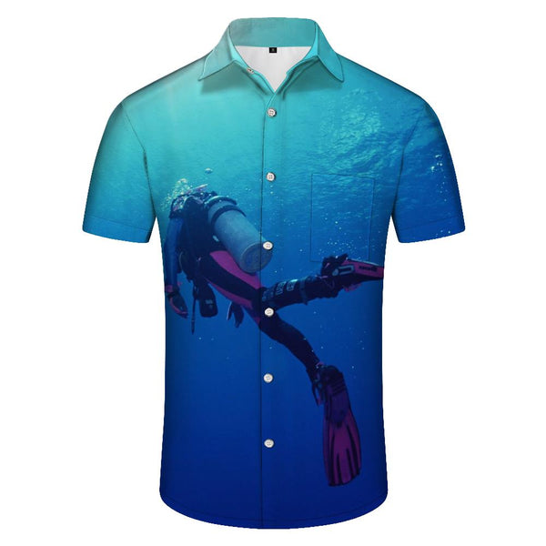 
Hawaii diving sea comfortable breathable short-sleeved shirt printed top beachwear summer fashion shirt 3d digital printing
                