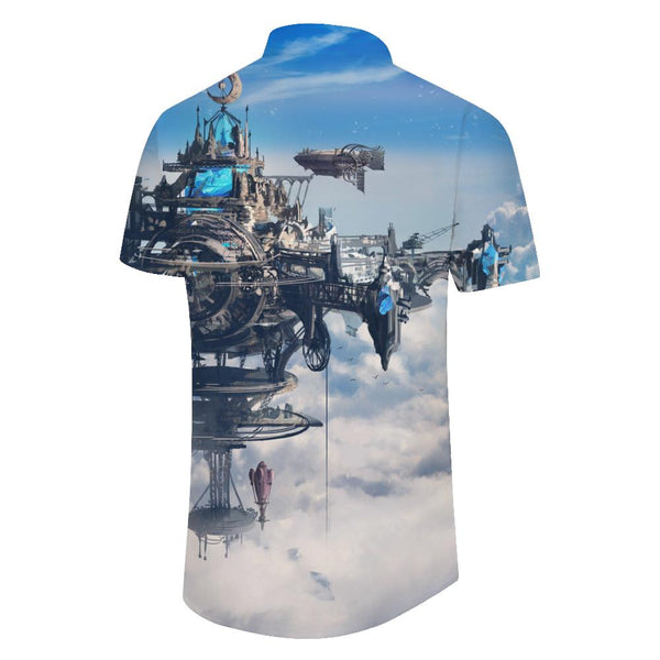 
Sky City Landscape Men's Casual Shirt Regular Fit Short Sleeve Hawaiian Tropical Classic Fit
                