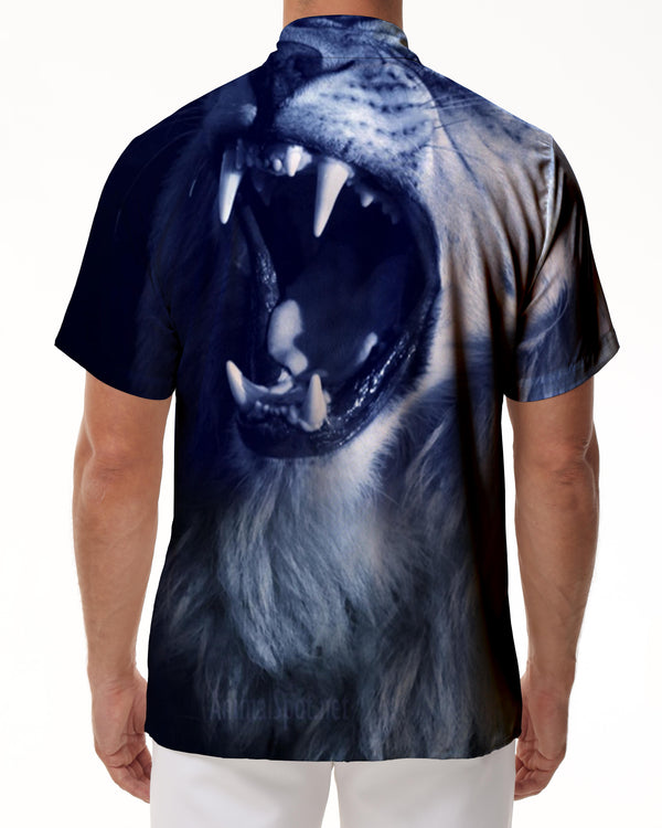 
Animal Wolf Cub Howling Style Men's Vintage Shirt Hawaiian Button-down Short Sleeve Beach Shirt Outdoor
                