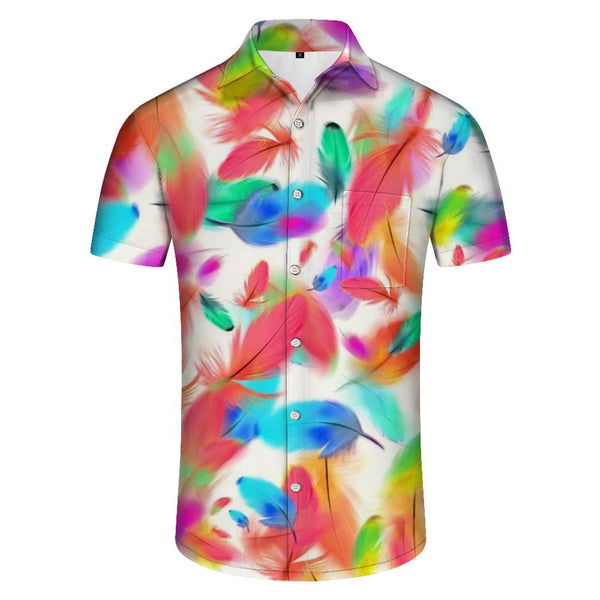 
Fashion Colorful Animal Feather Print Short Sleeve Shirt Casual Hawaiian Tropical Men's Summer Seaside Beach Digital Printing Printed Tops
                