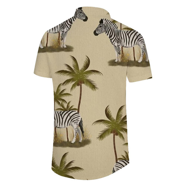 
Zebra Tropical Palm Leaves Beige Hawaiian Shirt Mens Fun Mens Hawaiian Shirt Short Sleeve Button Down Summer
                