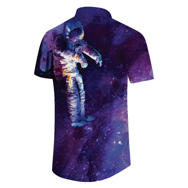
Cool and fashionable purple outer space men's casual short-sleeved shirt Hawaiian tropical four seasons 3d digital printing top
                