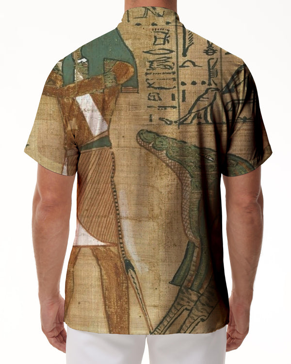 
Men's Ancient Egypt Pattern Button Down Dress Shirt Summer Casual Short Sleeve Shirt Suitable for Office Travel Beach
                