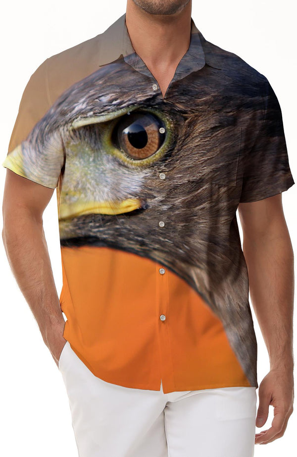 Eagle Print Men's Shirt - Casual Short Sleeve Button Beach Tropical Shirt Fashion Summer