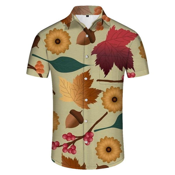
Maple Leaf Summer Fashion Men's Casual Loose Regular Short Sleeve Hawaiian Button Tie Beach Vacation Short Sleeve
                