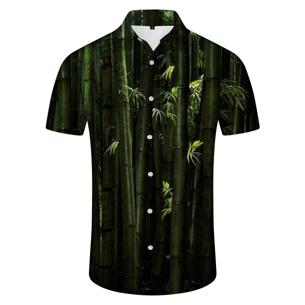 
Natural scenery bamboo forest Hawaiian shirt short sleeve button shirt men men's four seasons shirt
                