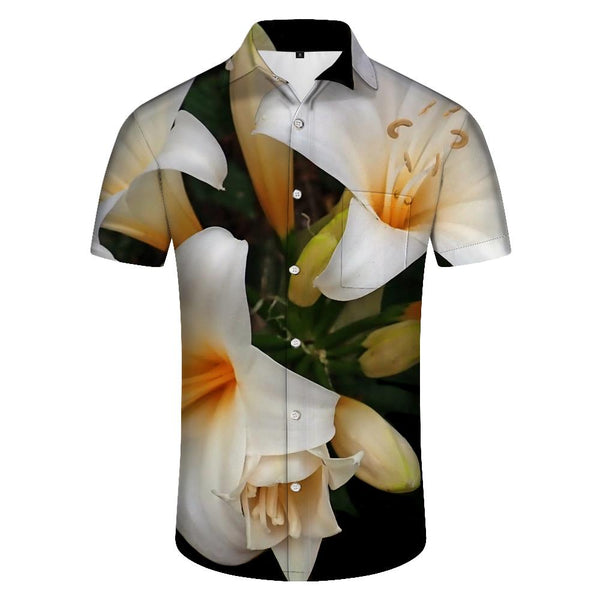 
Lily Flower Shirt Men's Floral Print Hawaiian Shirt Short Sleeve Summer Beach Vacation Breathable Top Shirt
                