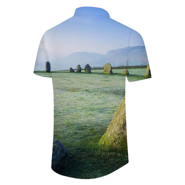 
Wilderness fun ghost stone men's fashion casual short-sleeved shirt summer beach seaside ocean clothing essential
                