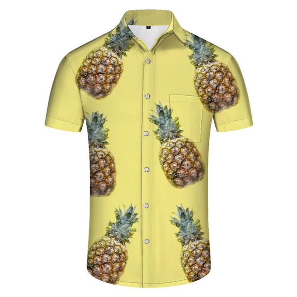 
Yellow Pineapple Men's Fashion Hawaiian Shirt Fruit Pattern Print Casual Loose Short Sleeve Button Beach Shirt
                