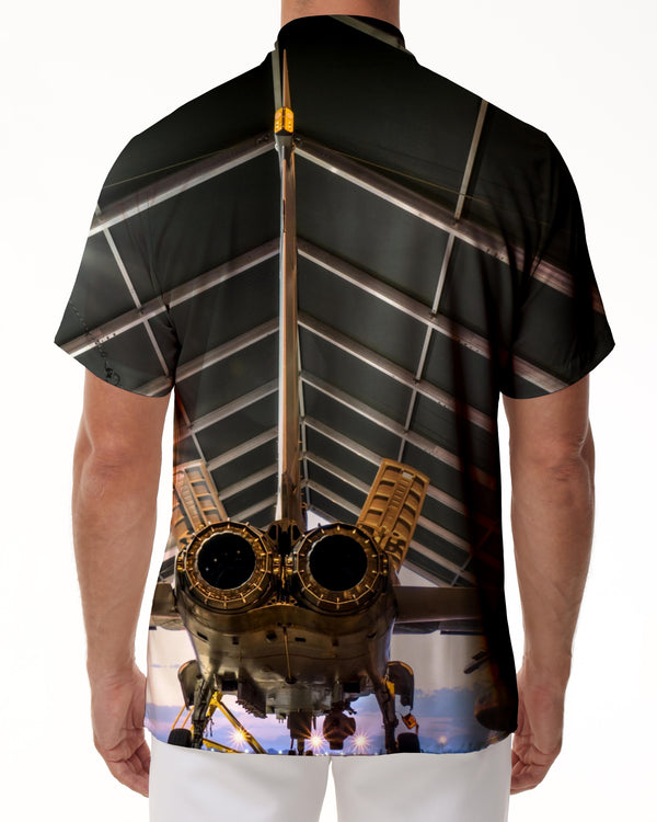 
Perfect for the beach summer shirts jet fighter print mens casual fashion regular fit short sleeve button down shirt
                