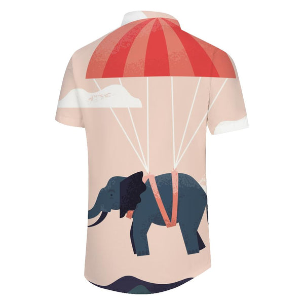 
Pink Men's Short Sleeve Shirt Funny Elephant Fashion Retro Style Hawaiian Men's Animal Button Shirt Elephant
                
